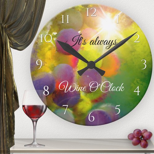 Modern Art Colorful Grapes Wine Lovers Wall Clock