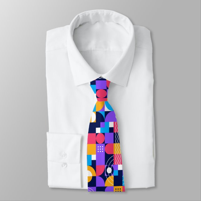 Modern Art Colorful Men's Tie (Tied)