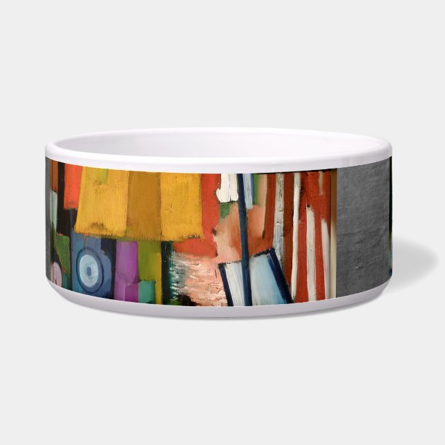 Modern art composition pet leash bowl (Front)