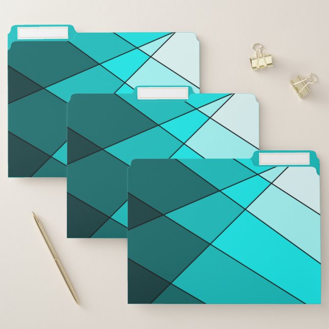 Modern art contemporary aqua teal stylish chic file folder (Set)