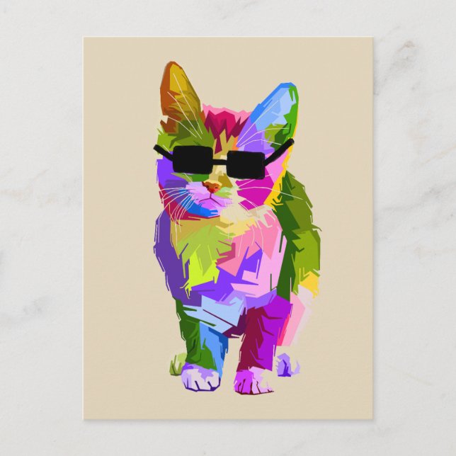 Modern art cool pop art kitty cat postcard (Front)