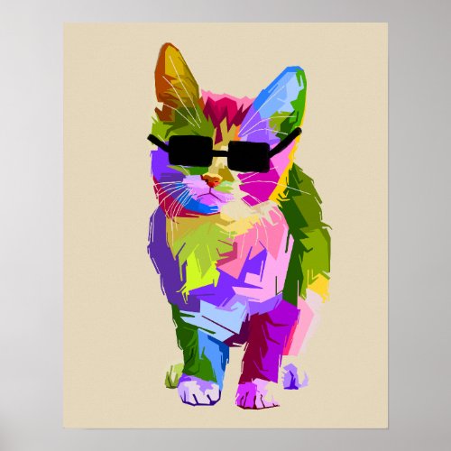 Modern art cool pop art kitty cat poster