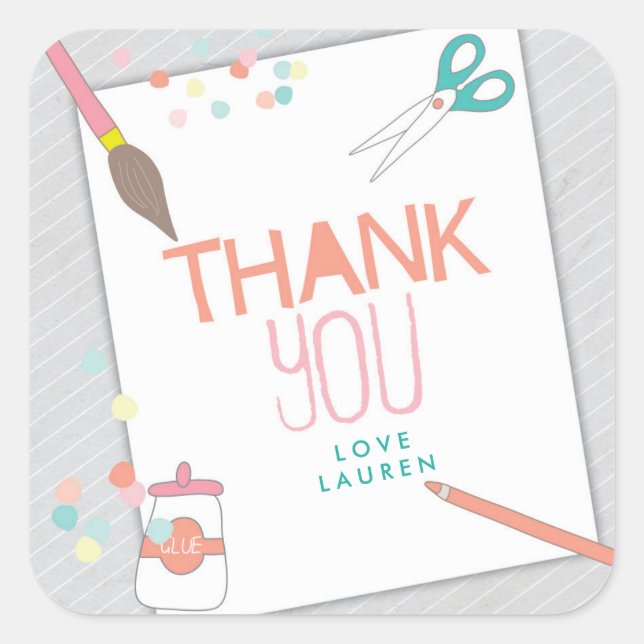 Modern art & Craft Party Sticker (Front)