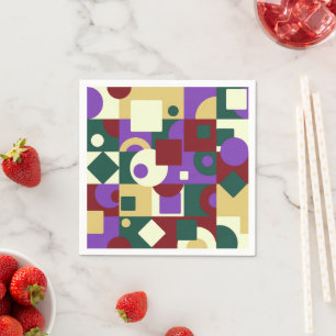 Modern Art Cubism Squares Circles Appetizer Dinner Napkins