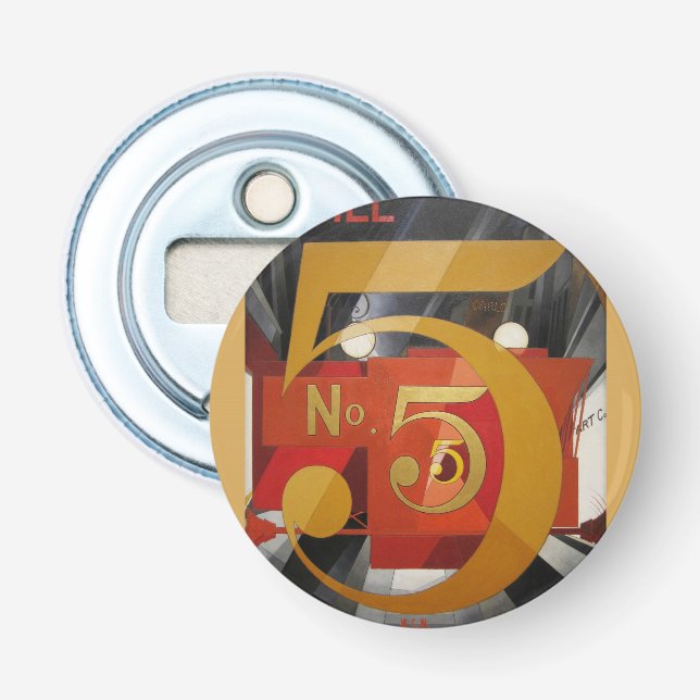 Modern Art Cubist Demuth Figure 5 in Gold Bottle Opener (Front)