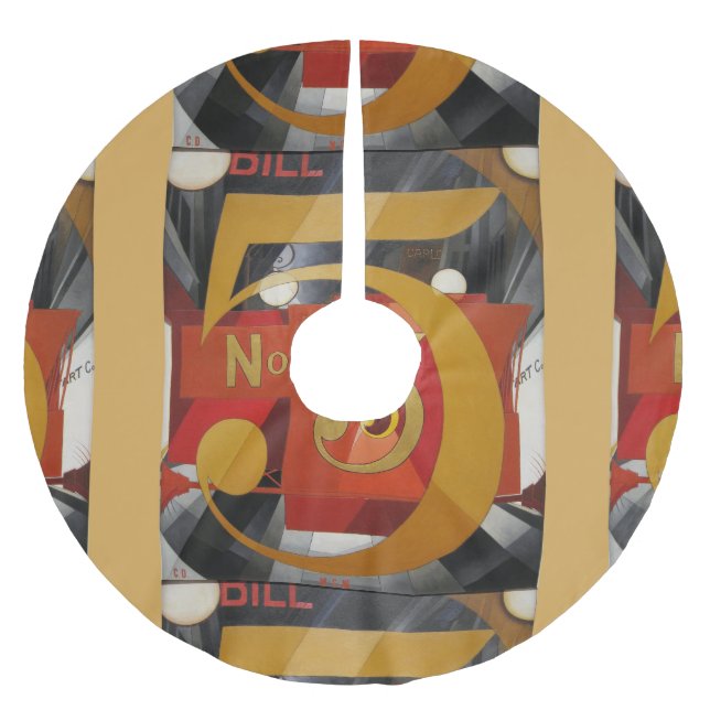 Modern Art Cubist Demuth Figure 5 in Gold Brushed Polyester Tree Skirt (Front)