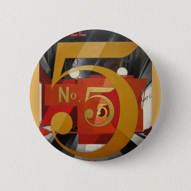 Modern Art Cubist Demuth Figure 5 in Gold Button (Front)