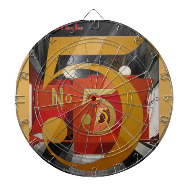 Modern Art Cubist Demuth Figure 5 in Gold Dart Board (Front)
