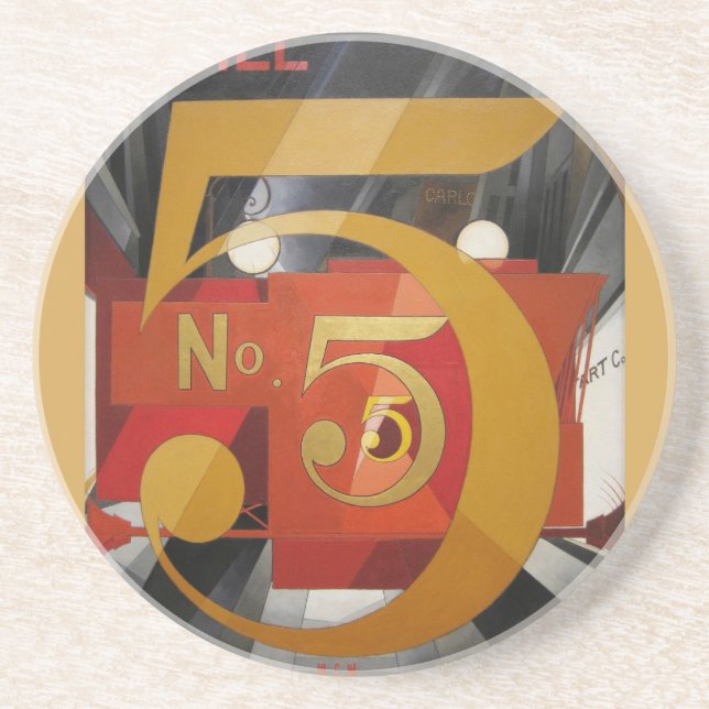 Modern Art Cubist Demuth Figure 5 in Gold Drink Coaster (Front)