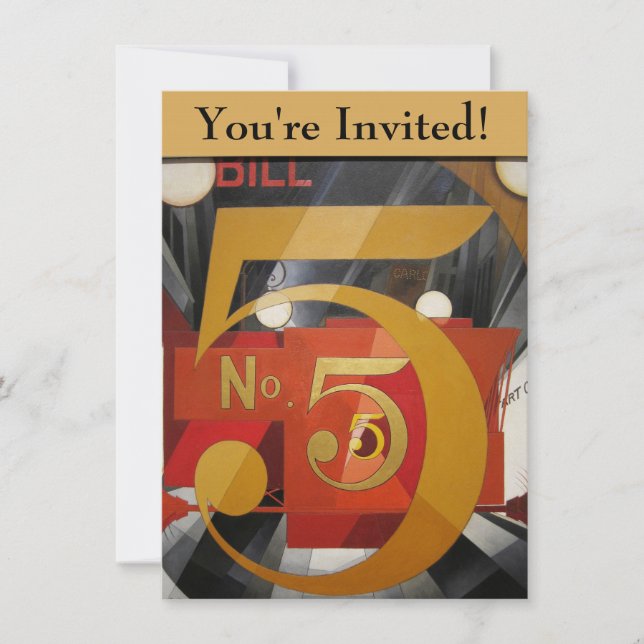 Modern Art Cubist Demuth Figure 5 in Gold Invitation (Front)