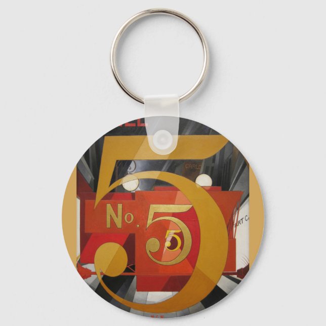 Modern Art Cubist Demuth Figure 5 in Gold Keychain (Front)