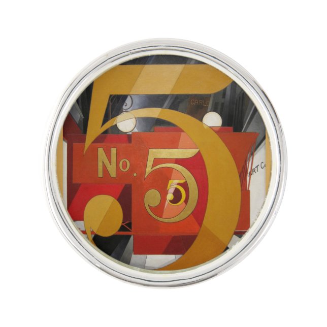Modern Art Cubist Demuth Figure 5 in Gold Lapel Pin (Front)