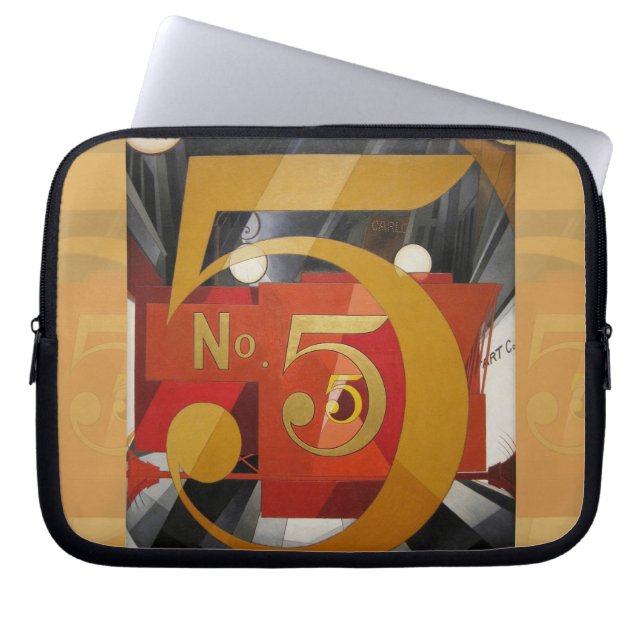 Modern Art Cubist Demuth Figure 5 in Gold Laptop Sleeve (Front)