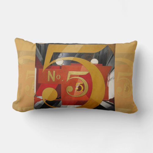 Modern Art Cubist Demuth Figure 5 in Gold Lumbar Pillow