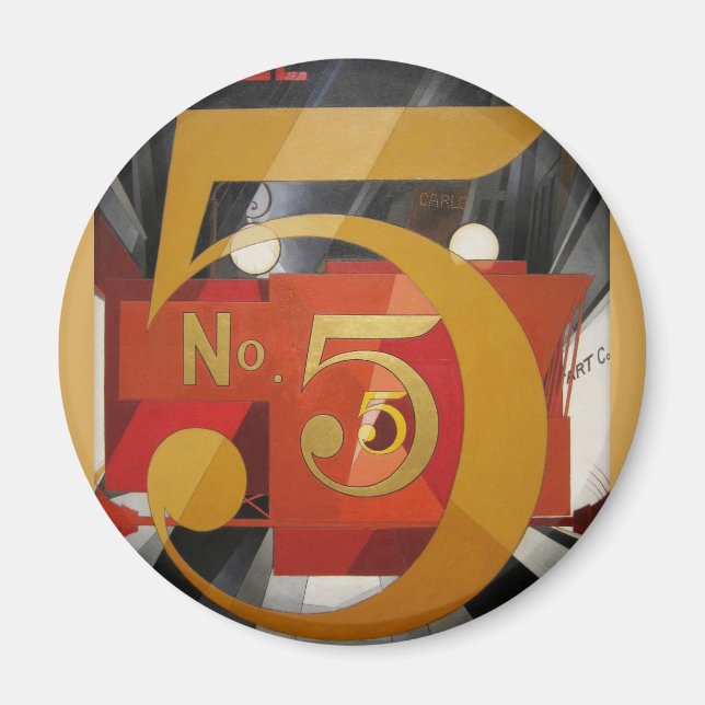 Modern Art Cubist Demuth Figure 5 in Gold Magnet (Front)