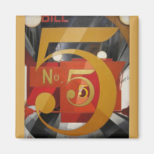 Modern Art Cubist Demuth Figure 5 in Gold Magnet (Front)