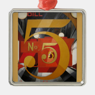 Modern Art Cubist Demuth Figure 5 in Gold Metal Ornament