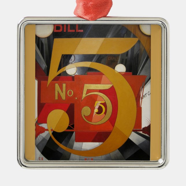 Modern Art Cubist Demuth Figure 5 in Gold Metal Ornament (Front)