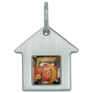 Modern Art Cubist Demuth Figure 5 in Gold Pet Name Tag