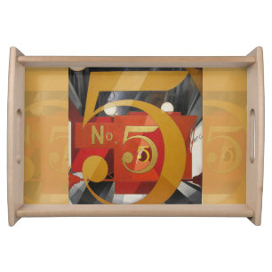 Modern Art Cubist Demuth Figure 5 in Gold Serving Tray