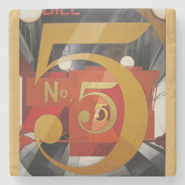 Modern Art Cubist Demuth Figure 5 in Gold Stone Coaster (Front)