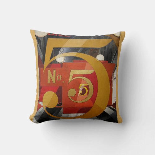 Modern Art Cubist Demuth Figure 5 in Gold Throw Pillow