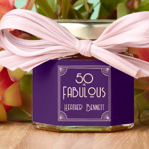 Modern Art Deco 50 and Fabulous Birthday Honey Jar Favors