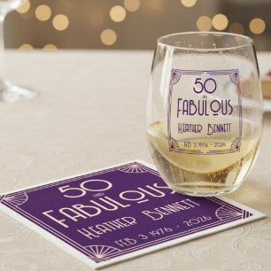 Modern Art Deco 50 and Fabulous Birthday Napkins