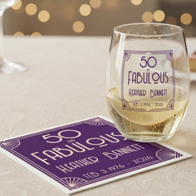 Modern Art Deco 50 and Fabulous Birthday Napkins (Creator Uploaded)