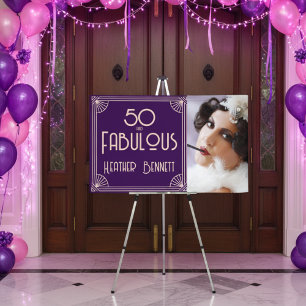 Modern Art Deco 50 and Fabulous Birthday Poster