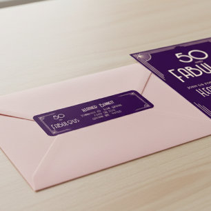 Modern Art Deco 50 and Fabulous Birthday Return  Label