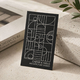 Modern Art Deco Architect Geometric Black/Gray Business Card