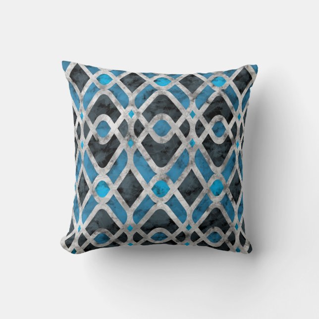 Modern Art Deco Batik Throw Pillow (Front)