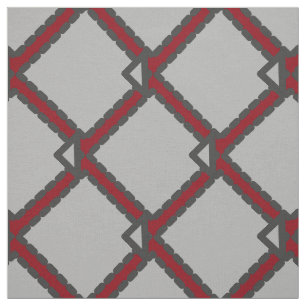 Modern Art Deco Black, Gray, and Red Fabric