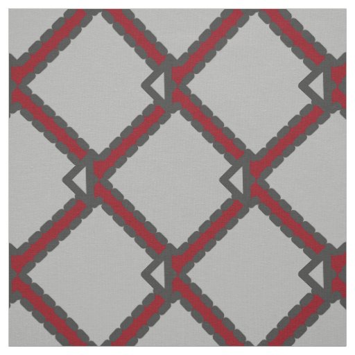 Modern Art Deco Black, Gray, and Red Fabric