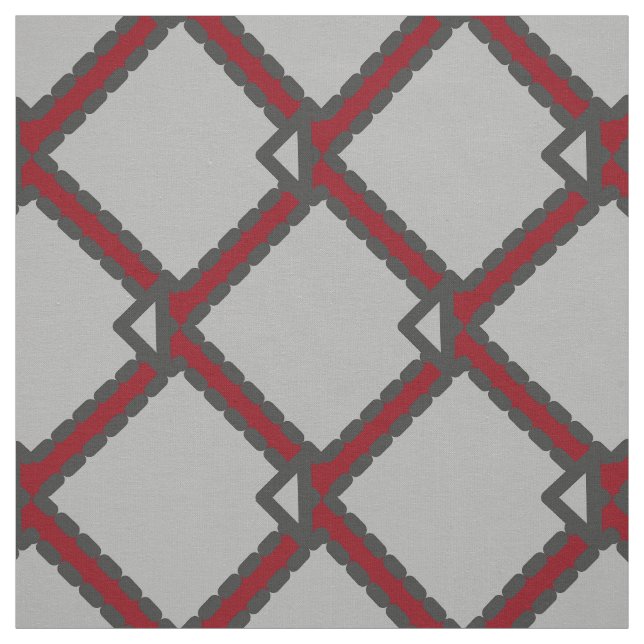 Modern Art Deco Black, Gray, and Red Fabric (Swatch)