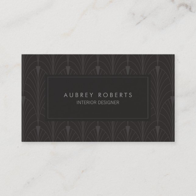 Modern Art Deco Black Pattern Professional Business Card (Front)