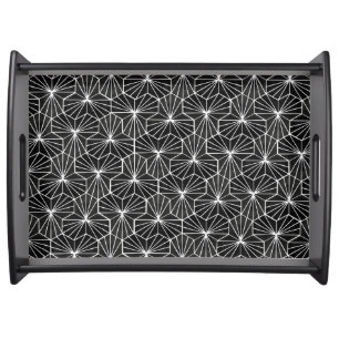 Modern Art Deco Black White Geometrical Pattern Serving Tray