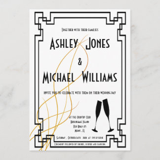 Modern Art Deco Cordial Wedding Invitation