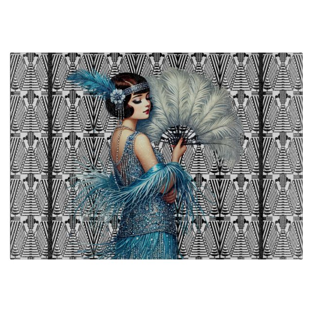 Modern Art Deco Flapper Cutting Board (Front)
