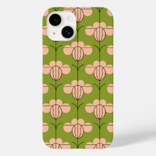 Modern Art Deco Floral Pattern - Pink Petals Case-Mate iPhone 14 Case