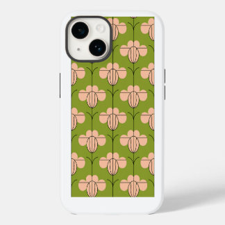 Modern Art Deco Floral Pattern - Pink Petals iPhone 14 Case