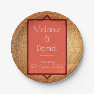 Modern Art Deco Gatsby Glitter Wedding Paper Plates