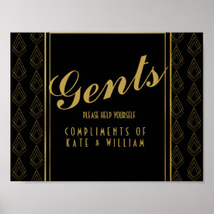 Modern art deco Gents restroom sign