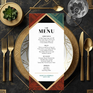 Modern Art Deco Geometric Diamond Frame Wedding Menu
