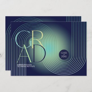 Modern Art Deco Geometric Graduation Navy ID906