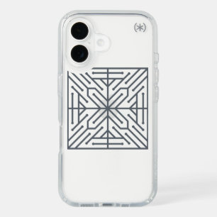 Modern Art Deco Geometric Tech Circuit Pattern iPhone 16 Case