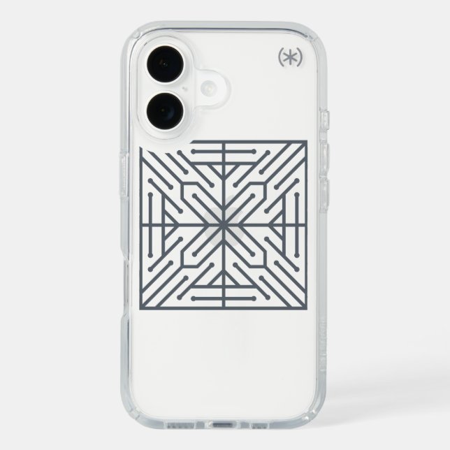 Modern Art Deco Geometric Tech Circuit Pattern Speck iPhone Case (Front)