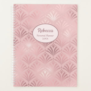 Modern Art Deco Glam Pink Personalize Name Planner