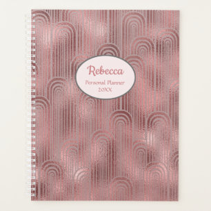 Modern Art Deco Glam Rose Personalize Name Planner